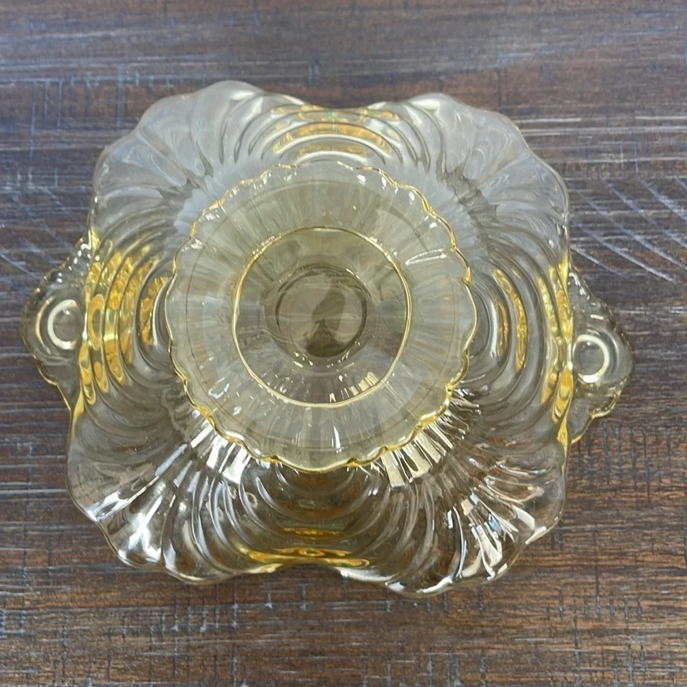 Vintage Cambridge Yellow Depression Era Glass Serving Bowl Ruffle Edge EUC